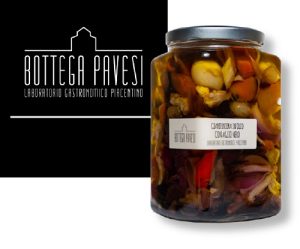 Giardiniera in Öl mit schwarzem Knoblauch Bottega Pavesi.