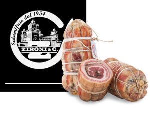Zironi & C. handwerklich hergestellter Pancetta mit dem Feinkost-Logo.