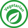 Icona vegetariana verde con foglia.